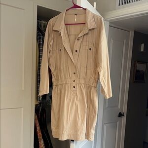 Free People Women's Beige Button-Up Dress